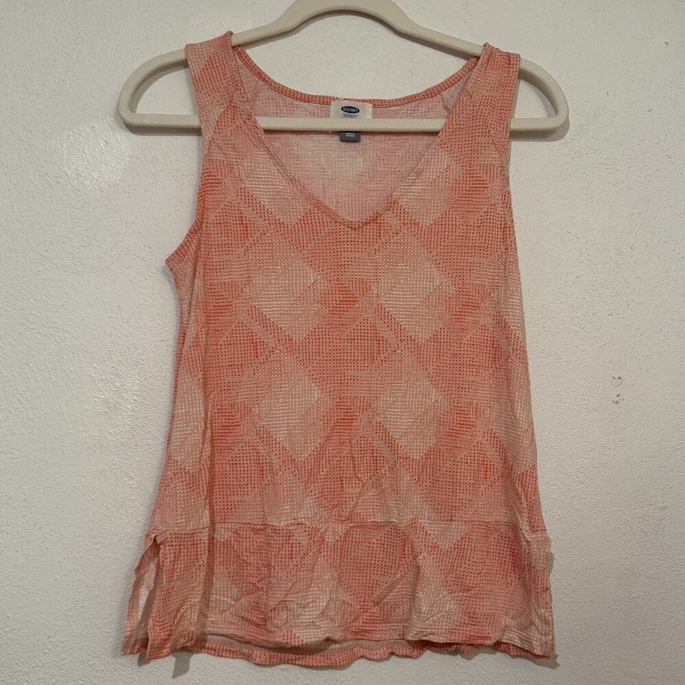 Old Navy Orange Patterned Split-Hem Top – Size XS